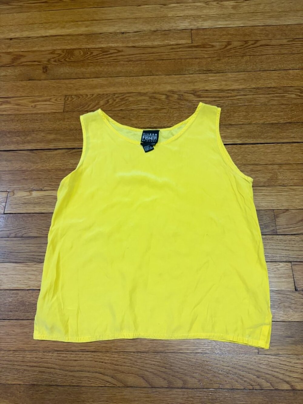 Vintage Eileen Fisher Womens 100% Silk Tank Top Sz S/M Yellow Sleeveless Blouse